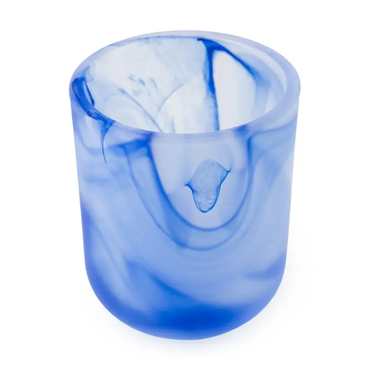 Frosted Blue Swirl Sonoma Tumbler Jar Angled Top View