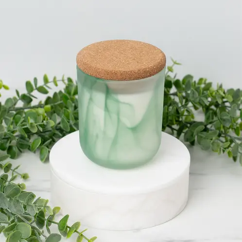 Frosted Green Swirl Sonoma Tumbler Jar with Rounded Cork Lid