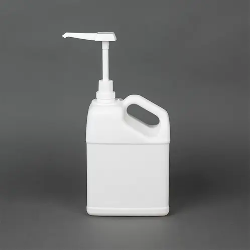 5 lb jug with pump in front of gray background