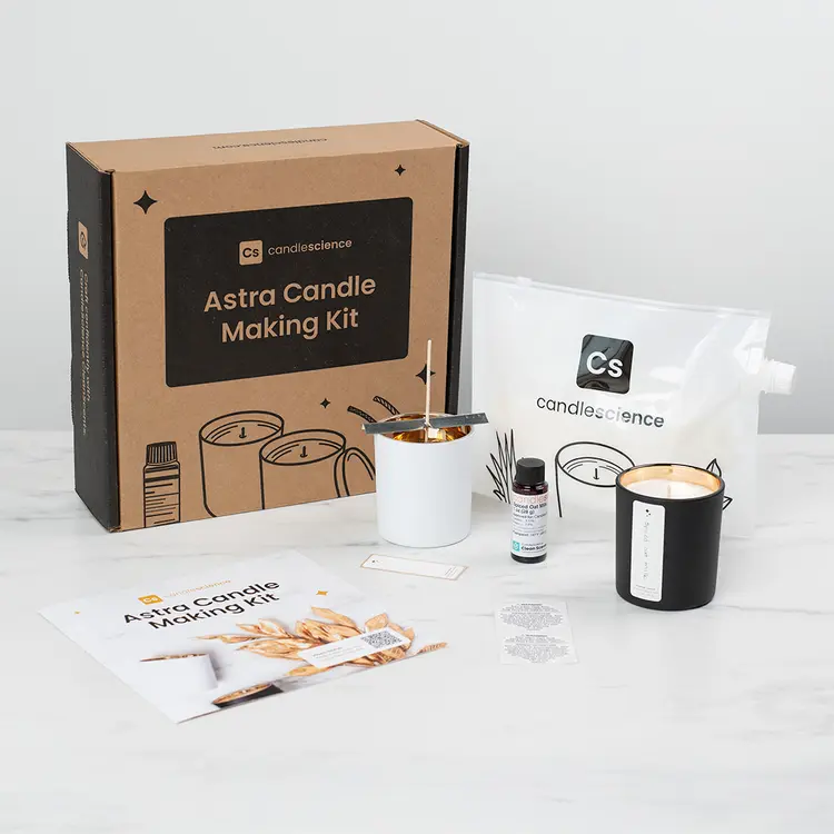 Astra Candle Kit box on display with contents of box