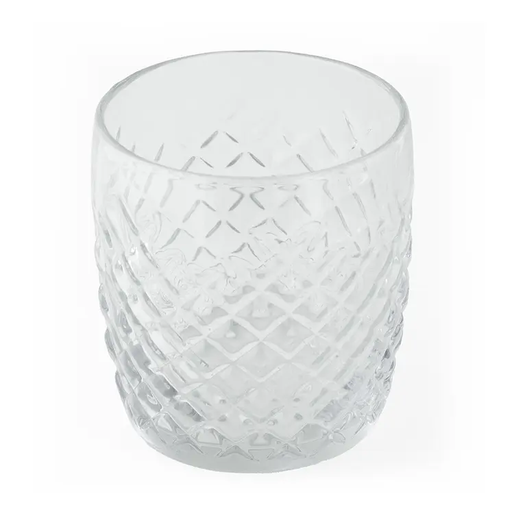 10 oz. Cross Hatch Rocks Tumbler Jar on white with an angled down view
