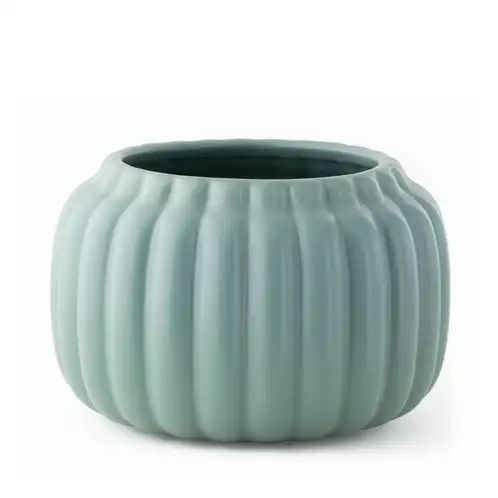 Harvest Teal Ceramic Pumpkin Jar on a white background