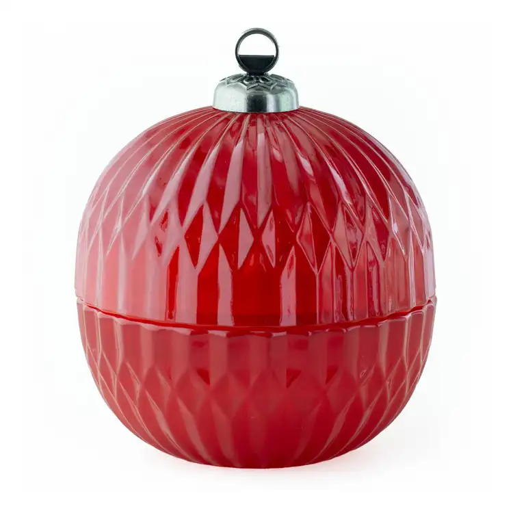 Red Glass Ornament Jar on a white background