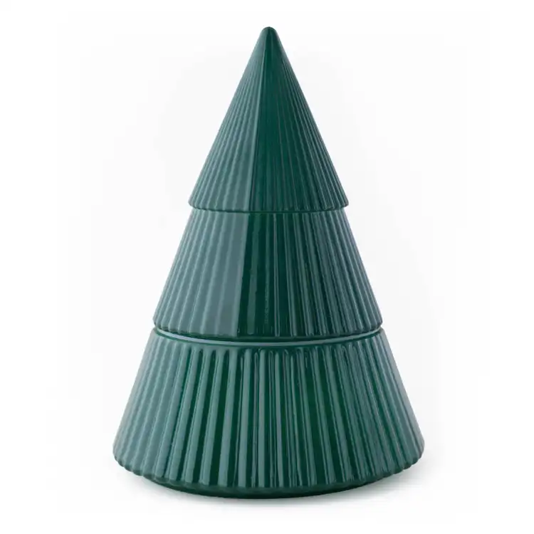 Green Glass Tree Jar on a white background