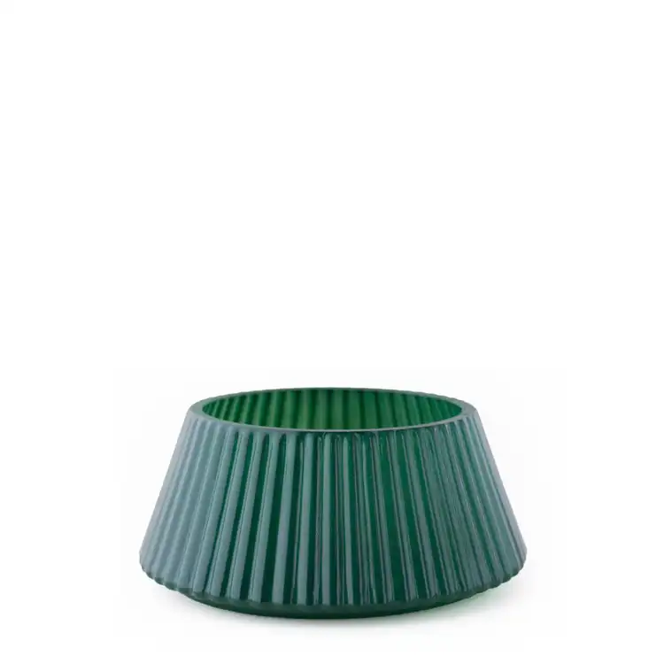 Green Glass Tree Jar base without a lid on a white background