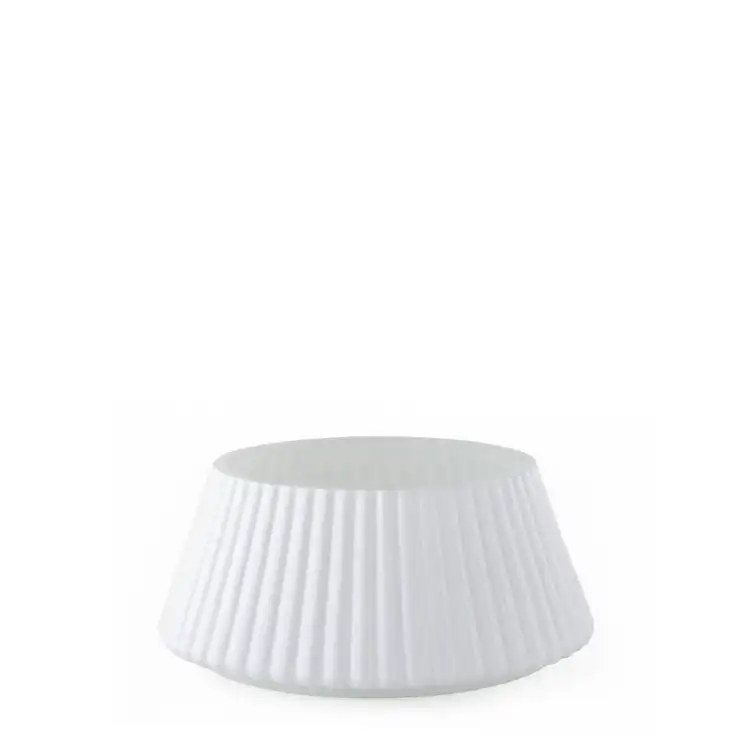 White Glass Tree Jar base without a lid on a white background