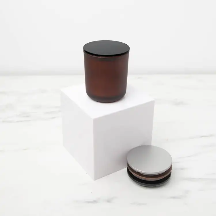 Mini Frosted Amber Sonoma Tumbler Jar with 2.5" Metal Flat Lid