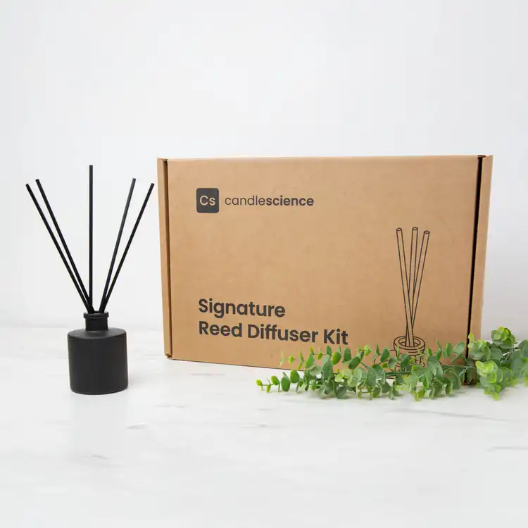 Noir Reed Diffuser Kit Box with matte black reed diffuser bottle setup