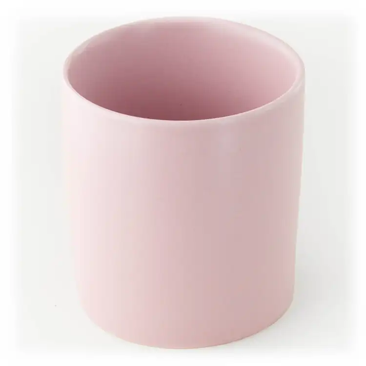Blush Modern Ceramic Tumbler on a white background angled down toward the top of the container