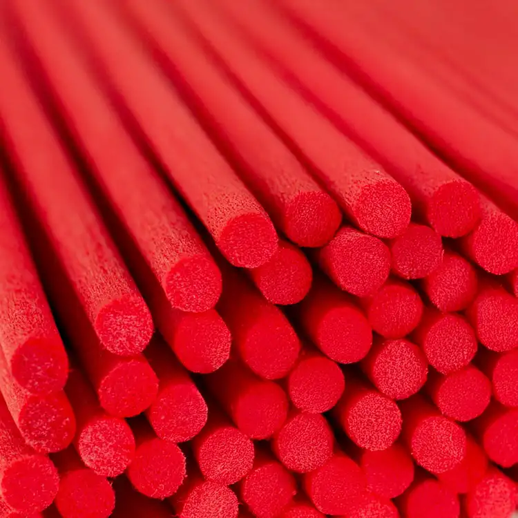 Red Fiber Diffuser Reeds Close Up