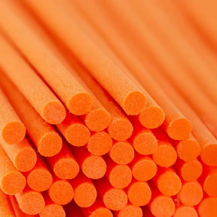 Orange Fiber Diffuser Reeds Close Up