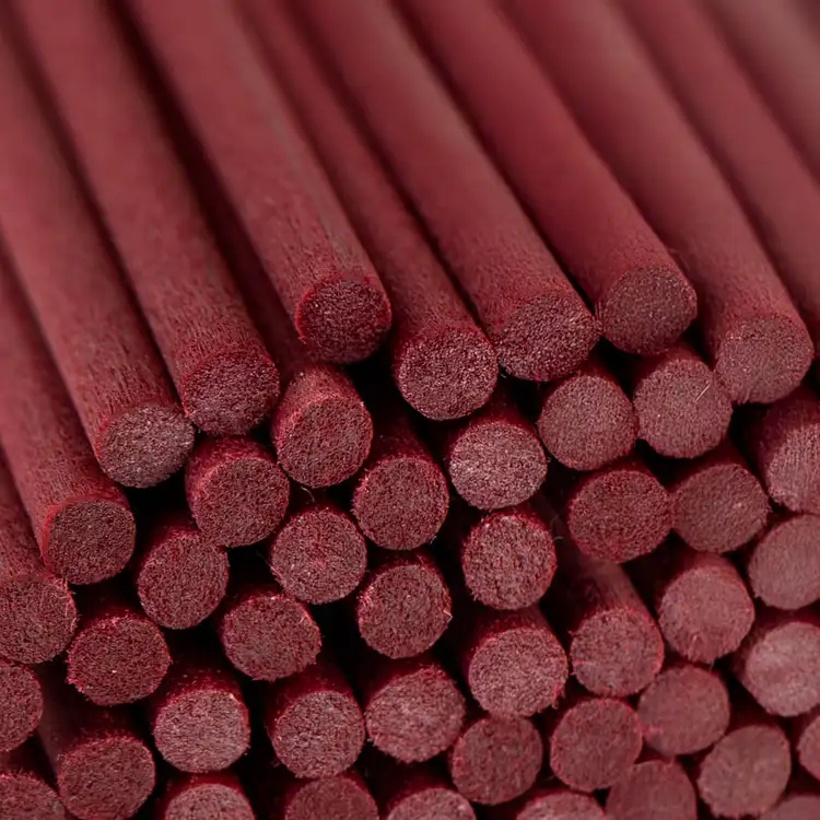 Maroon Fiber Diffuser Reeds Close Up