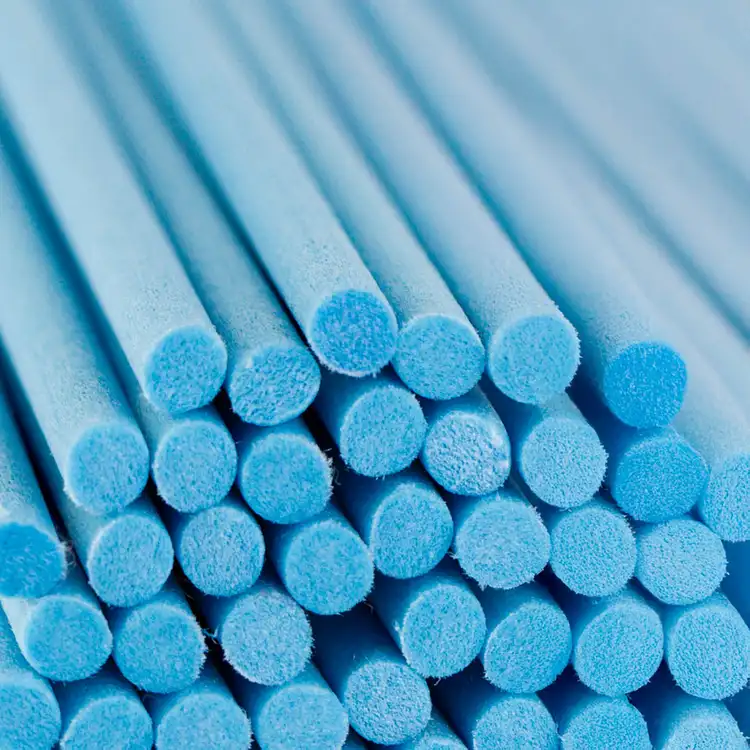 Light Blue Fiber Diffuser Reeds Close Up