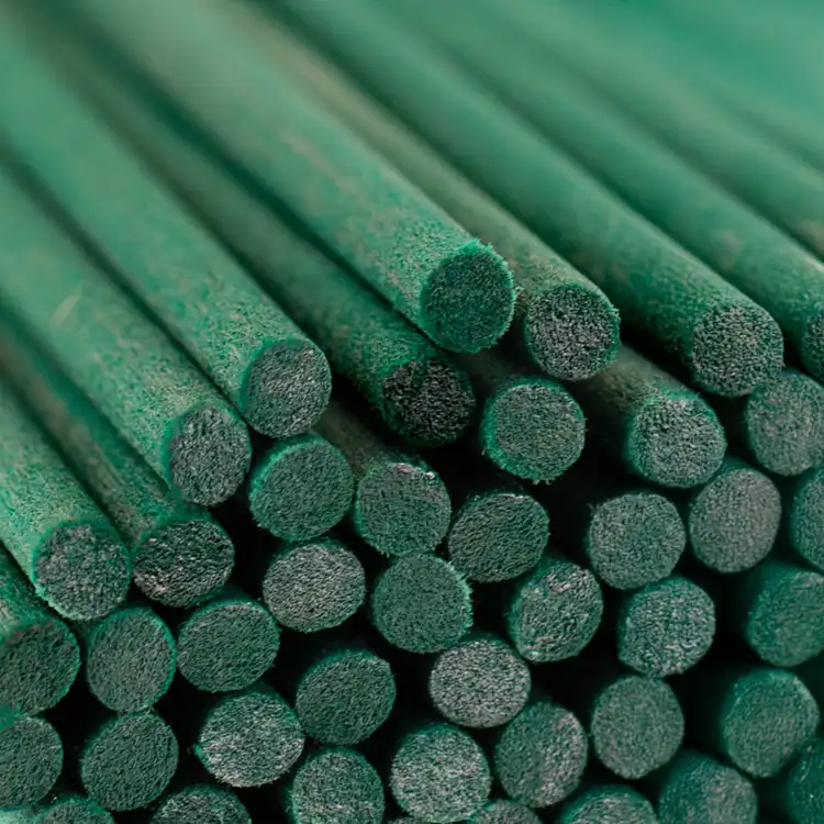 Dark Green Fiber Diffuser Reeds Close Up