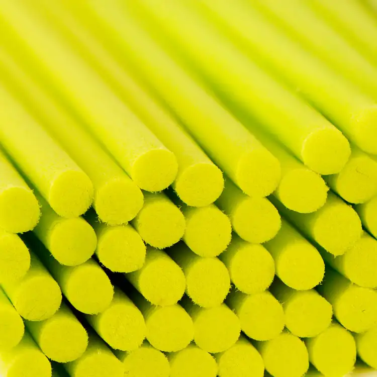 Bright Yellow Fiber Diffuser Reeds Close Up
