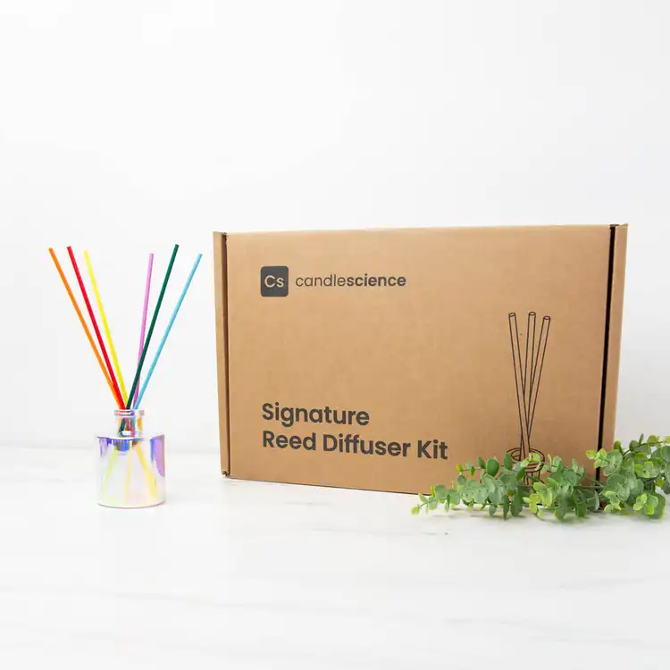 Color Burst Reed Diffuser Kit Box with a prism reed diffuser bottle setup