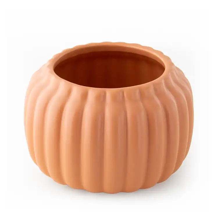 Harvest Orange Ceramic Pumpkin Jar on a white background