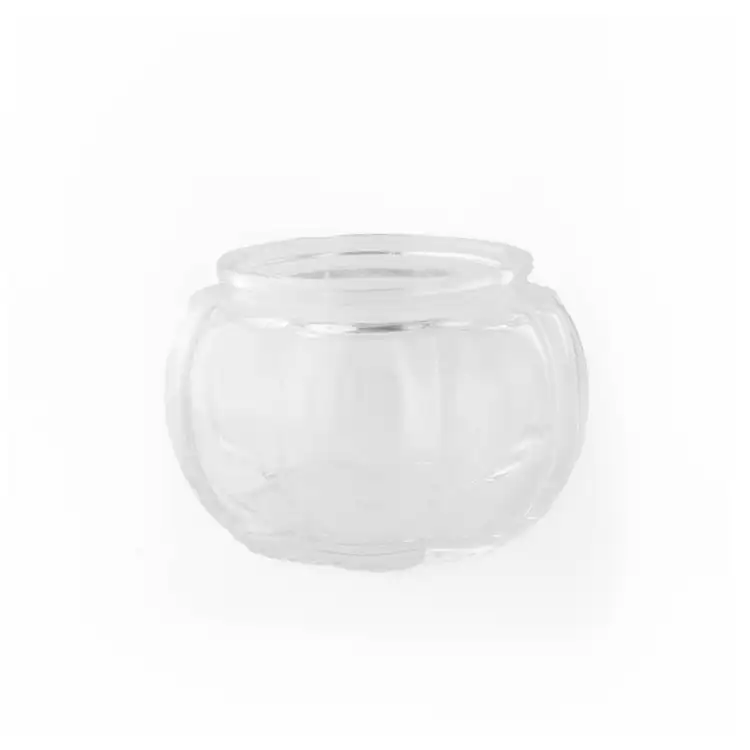 Mini Clear Glass Pumpkin Jar with no lid on a white background