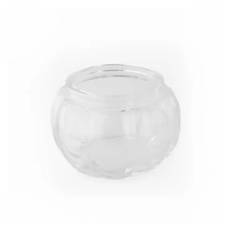Mini Clear Glass Pumpkin Jar with no lid on a white background