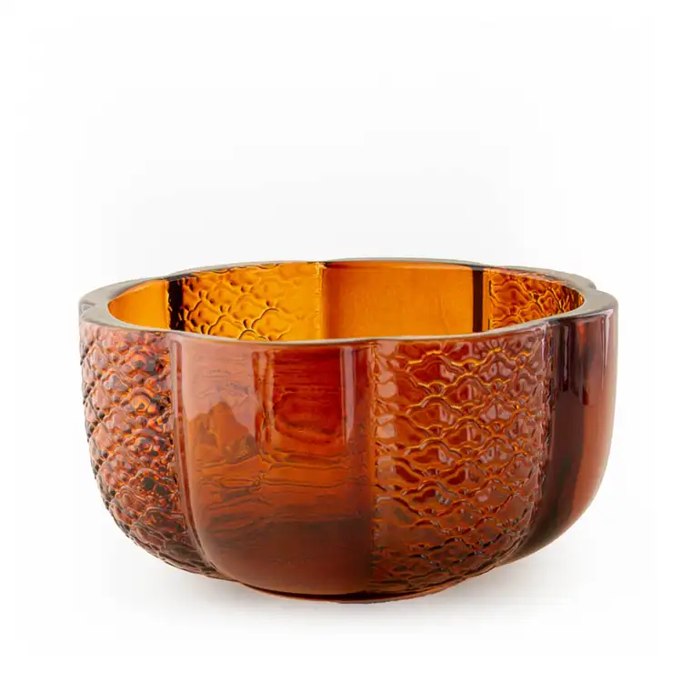 Amber Heirloom Glass Pumpkin Jar base front view