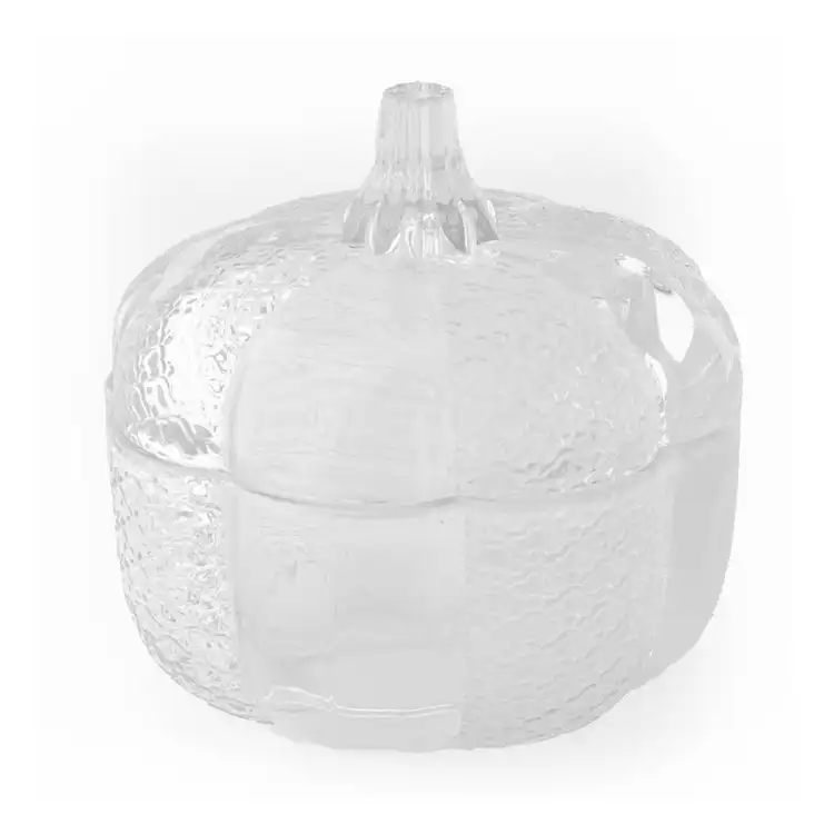 Heirloom Glass Pumpkin Jar with a lid on a white background