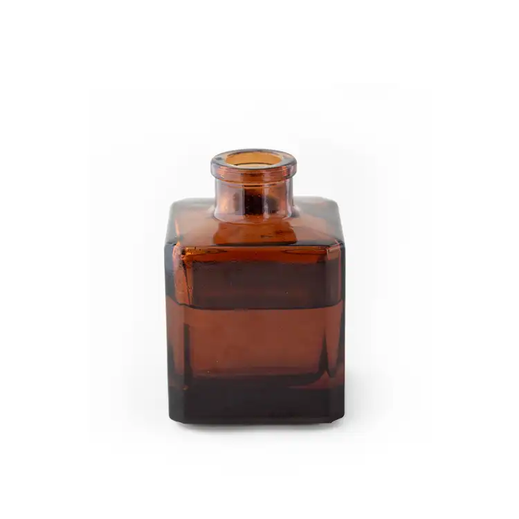 Amber Cube Reed Diffuser Bottle on a white background without a stopper