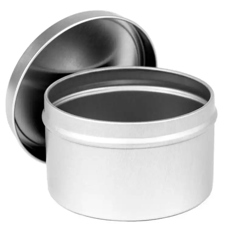 Silver Candle Tin with Lid (Deep Round) - 8 oz. - 12 pcs.