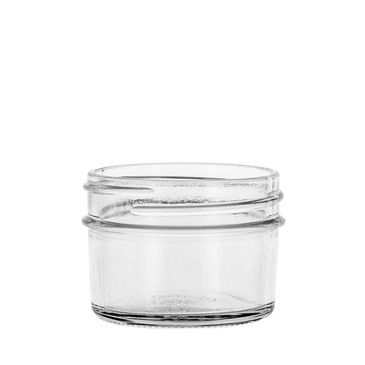 4 oz. glass jelly jar view from the side 