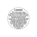 Round Candle Warning Labels in 1.25 Inch Diameter