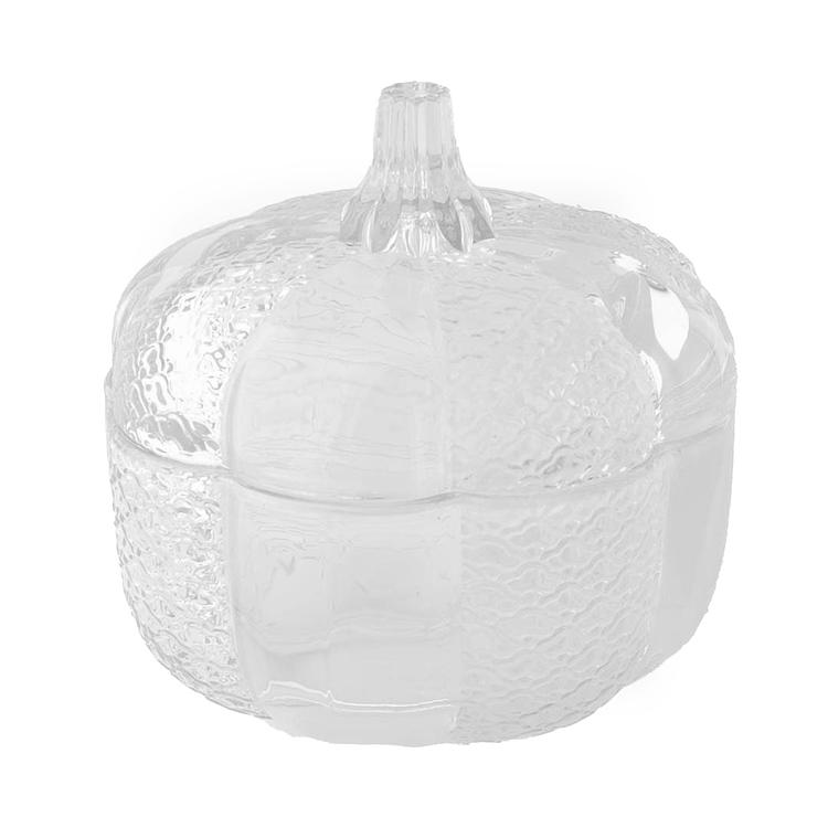  Heirloom Glass Pumpkin Jar with a lid on a white background