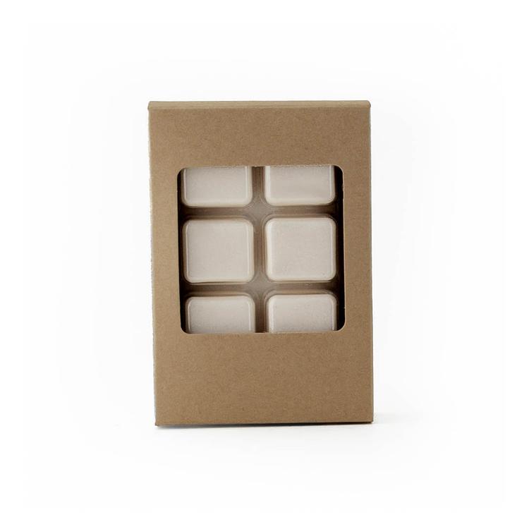 Kraft Retail Wax Melt Box with filled clamshell inside