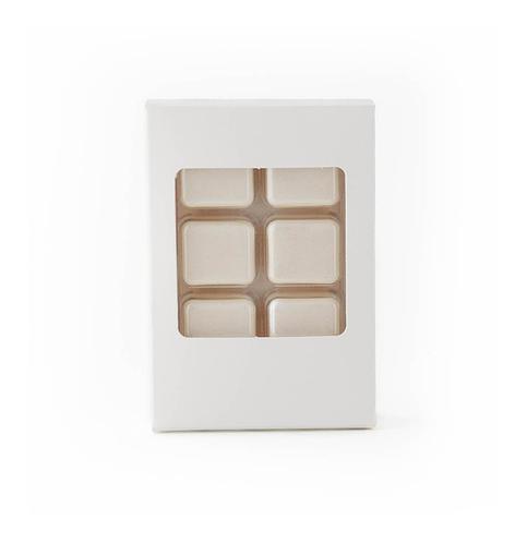 White Retail Wax Melt Box with filled clamshell inside