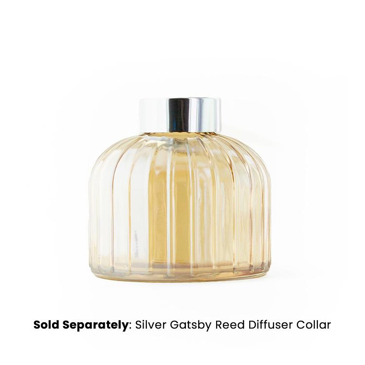 Champagne Luster Gatsby Reed Diffuser Bottle with a Silver Gatsby Collar on white background